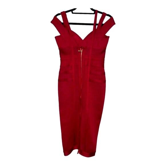 NWOT House of CB London Mimi Red Shimmer Bandage Bodycon Midi Event Dress - Picture 7 of 13